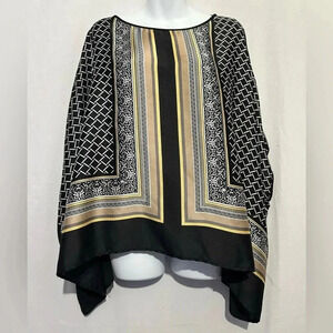Karen Kane Women’s Black Gold Geometric Poncho Top Size M